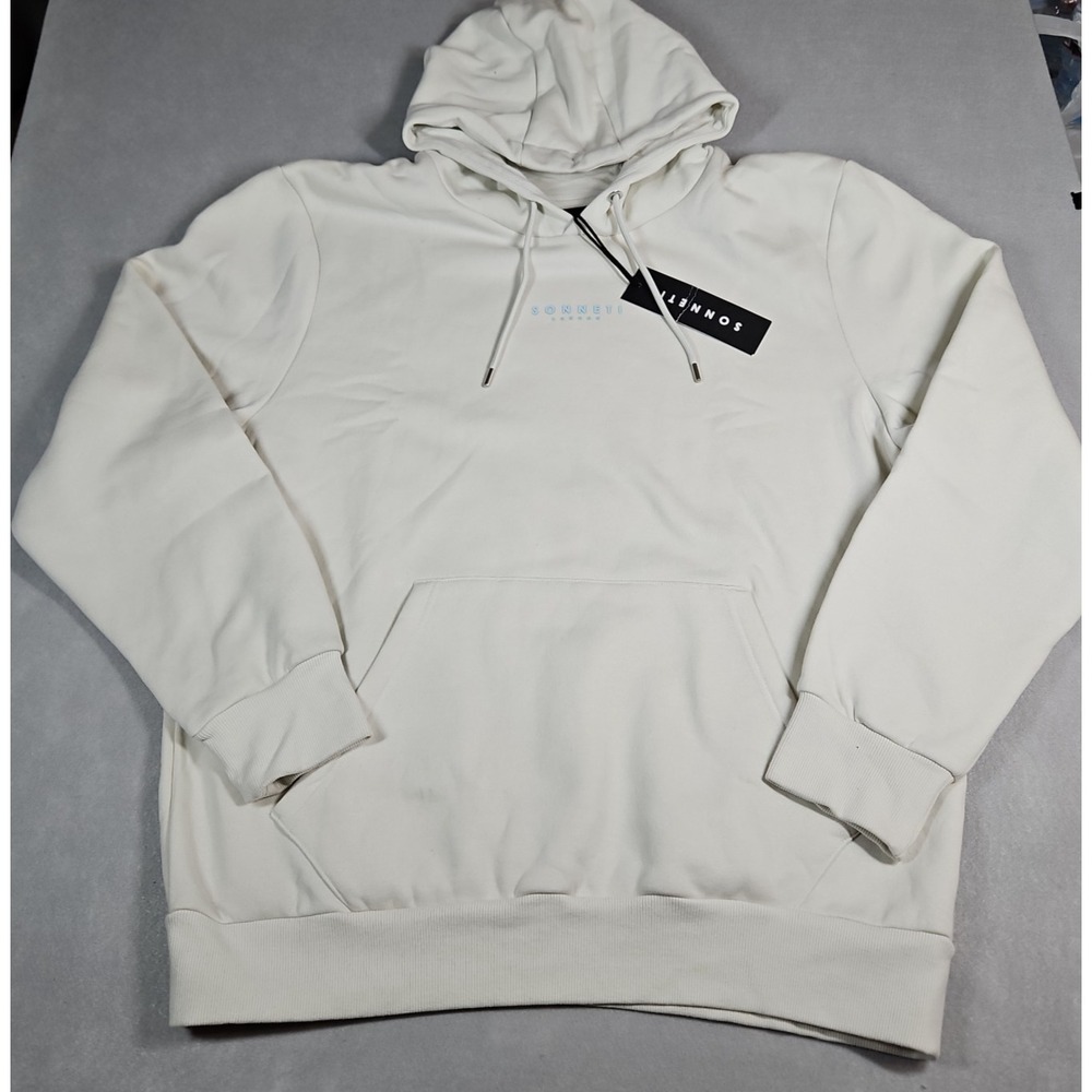 Sonneti London Mens Cream Logo Graphic Pullover Hoodie Size 2X NWT